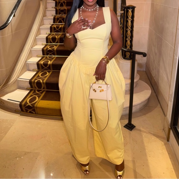 HANIFA AMANDA BUTTER YELLOW JUMPSUIT - Picture 2 of 2